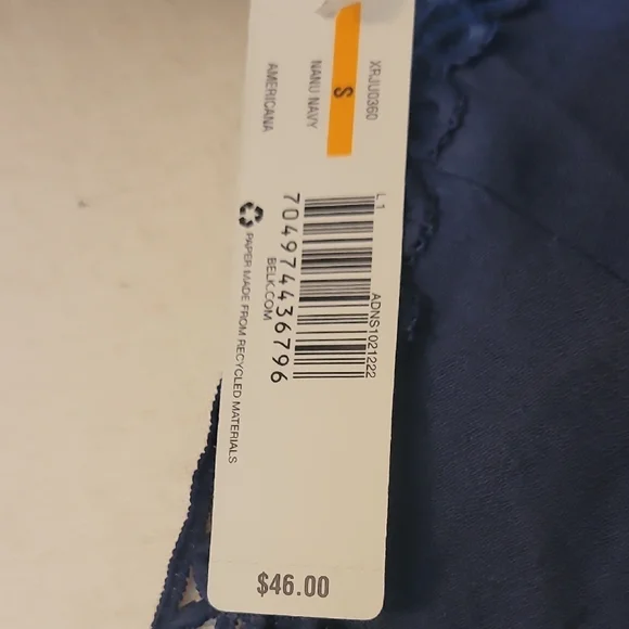 New Directions Blue Tunic with Embellished Neckline and 3/4 Bell Sleeves - Picture 3 of 6